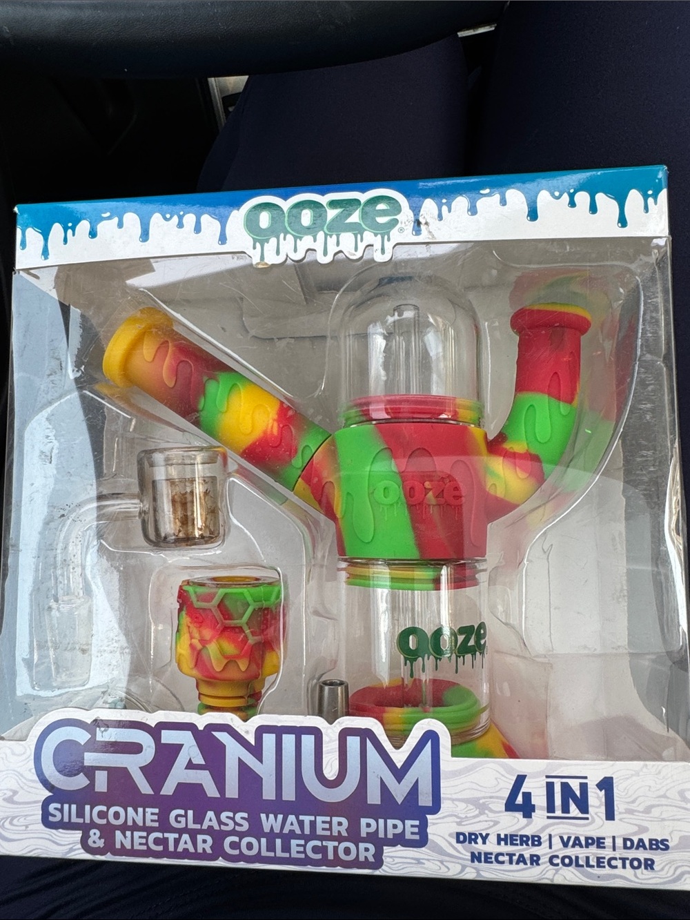Cranium 4-in-1 Silicone Glass Water Pipe — Rainbow